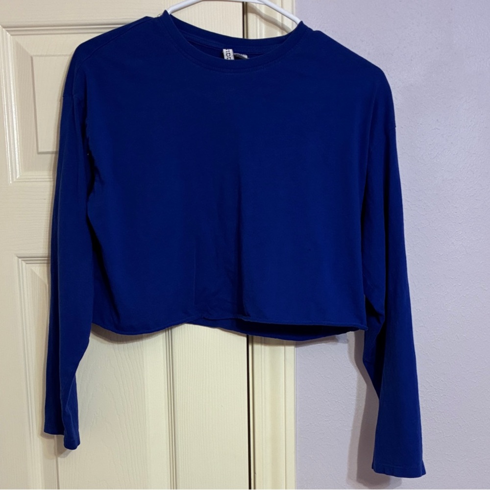 Divided Royal Blue Long Sleeve Crop Top